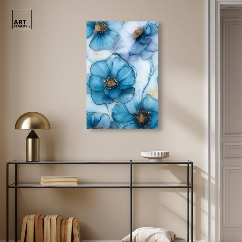 Gilded Cyanescence Canvas by Art Remedy, Gallery Wrapped