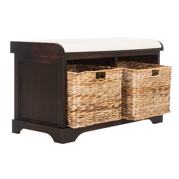Shop Safavieh Freddy Brown Woven Storage Basket Bench 33 5 X