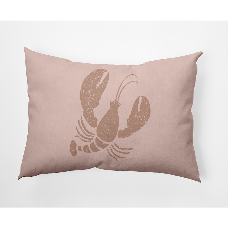 Lobster Nautical Indoor/Outdoor Throw Pillow - Mauve - 14" x 20"