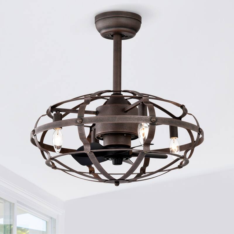 Modern Enclosed Ceiling Fan Light with Reversible Motor and Remote Control, Adjustable Fan Speed for Bedroom and Living Room