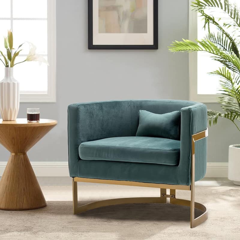 Accent Chair, Velvet Barrel Chair Modern Arm Chair for Living Room