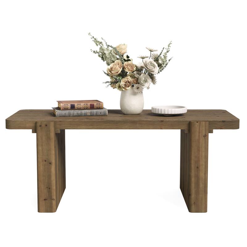 Farmhouse Coffee Table, 47-Inch Solid Wood Center Table