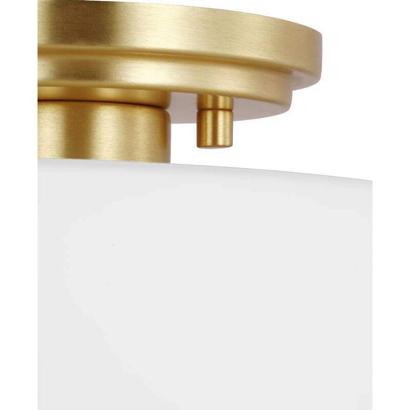 Adley Collection One-Light Satin Brass Etched Opal Glass New Traditional Flush Mount Light - 8.62 in x 8.62 in x 7.37 in