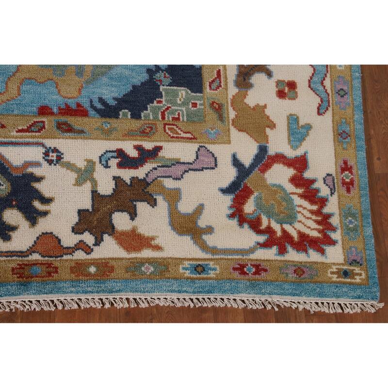 Blue Floral Oushak Oriental Area Rug Handmade Dining Room Wool Carpet - 7'10"x 9'10"