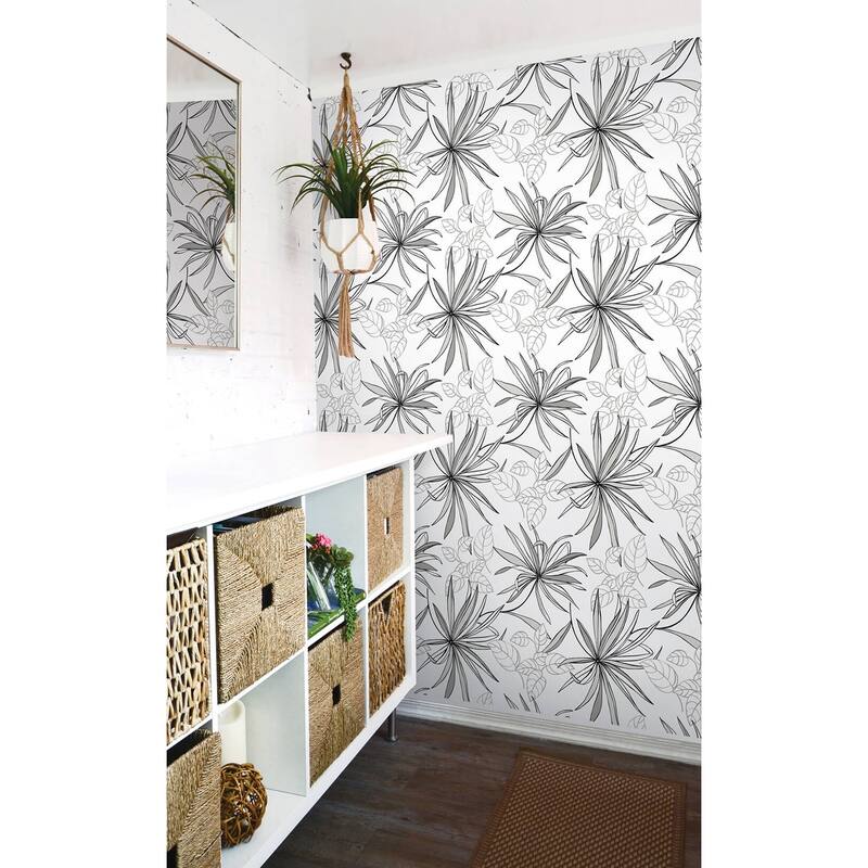 NextWall Spider Plants Peel and Stick Removable Wallpaper