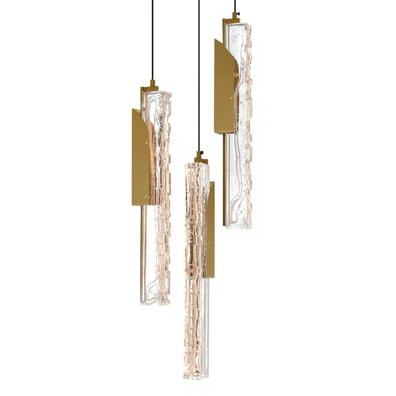 Valira Integrated LED 8in Brass Mini Pendant with Handcrafted Glass