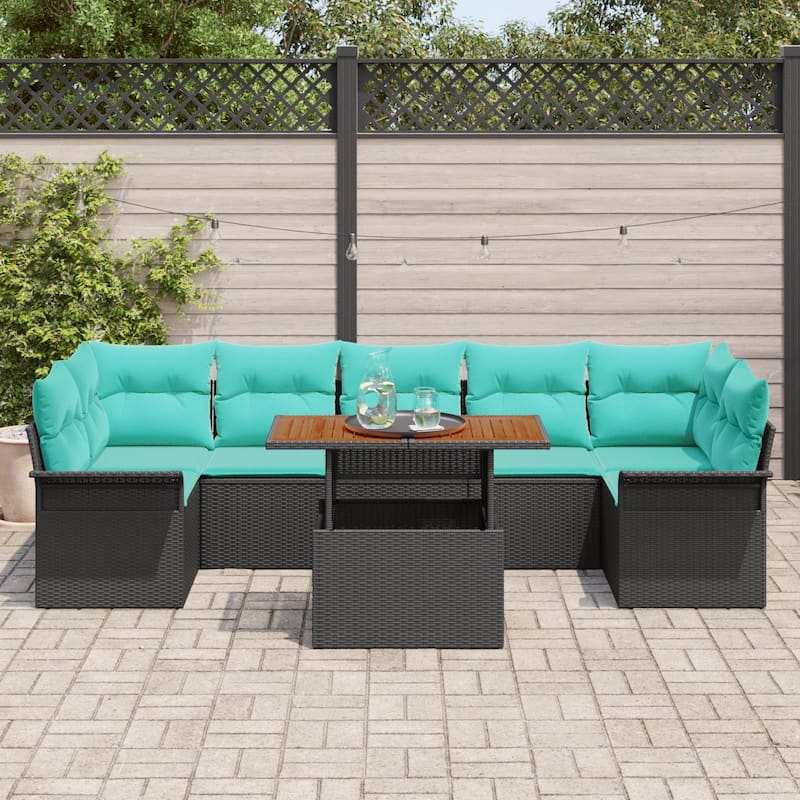 vidaXL 8 Piece Garden Sofa Set with Cushions - 113.8×52.2×27.2