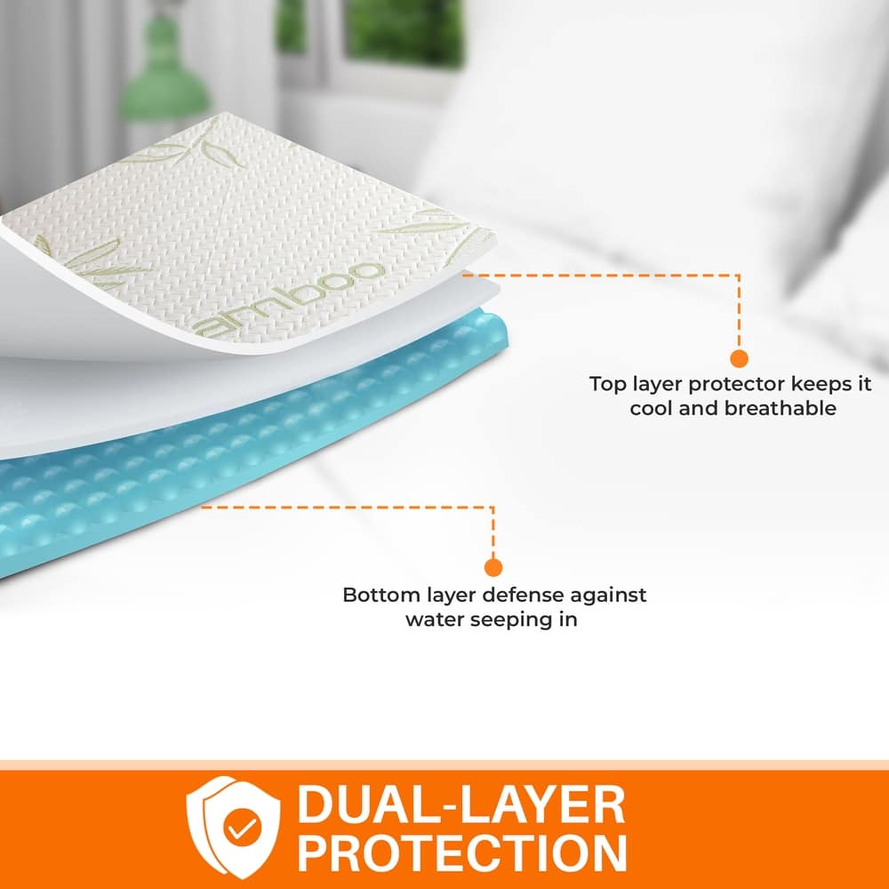 Cheer Collection Waterproof Bamboo Mattress Protector - White