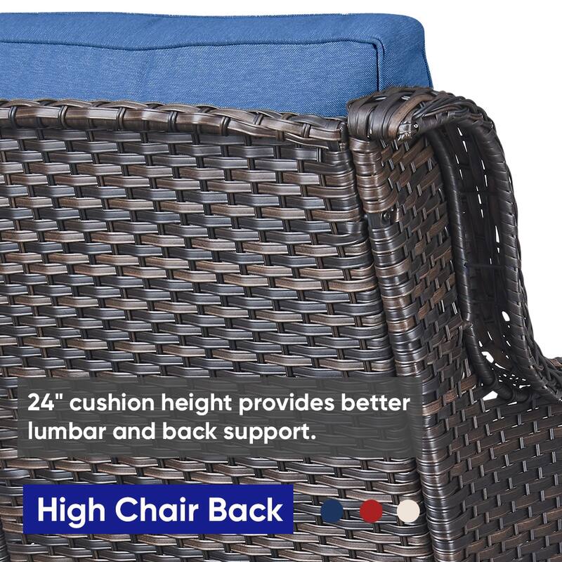 Gymojoy 6-Piece Outdoor Wicker Patio Furniture with Fire Pit, Rattan Coversation Set with Water Resistant Thick Cushions