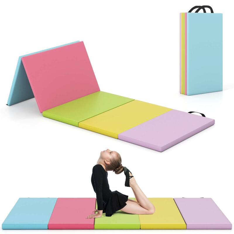 Costway 5-Panel Folding Gymnastics Thick Mat 6.6' x 2.5' Tumbling Mat - See Details - Multicolor