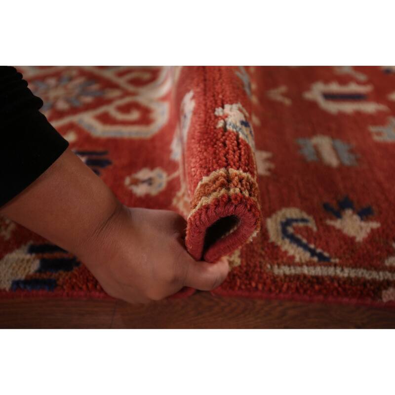 All-Over Orange Kazak Oriental Runner Rug Hand-Knotted Wool Carpet - 2'8"x 7'9"