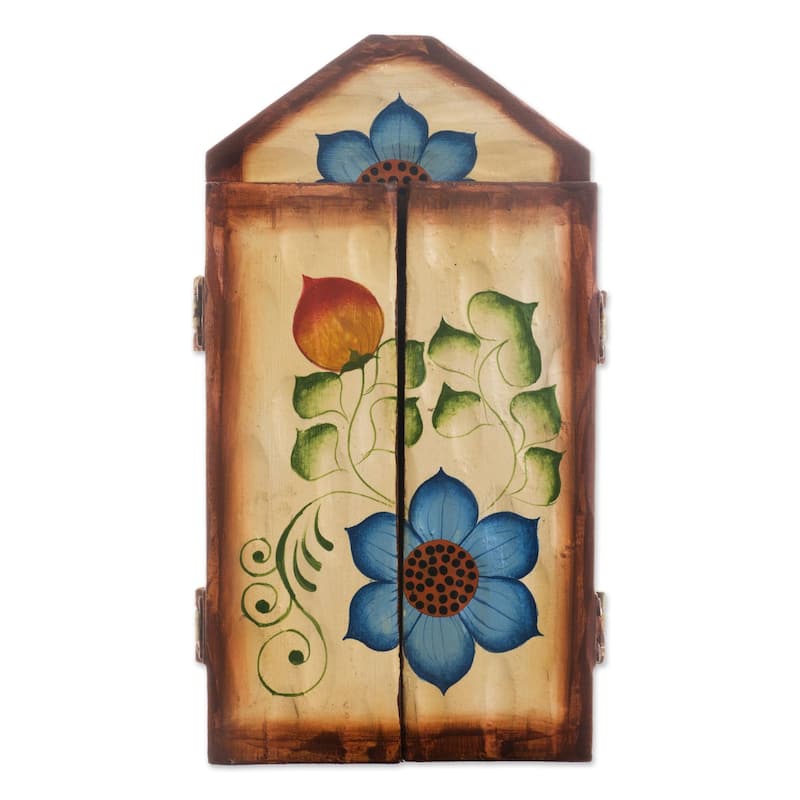 Novica Handmade Colorful Marketplace Ceramic Retablo
