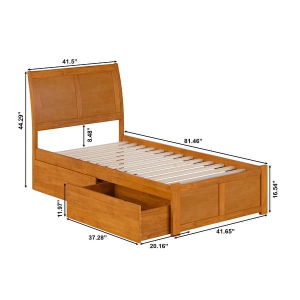 dimension image slide 6 of 8, Portland Platform Bed with Footboard and Storage Drawers