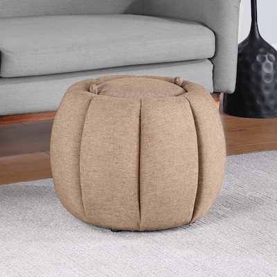 Storage Ottoman with Reversible Tray Lid - Compact Upholstered Storage Box with Cushion Top and Reversible Serving Tray