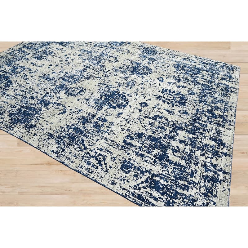 Hand Knotted Gray, Blue 100% Wool Transitional Oriental Area Rug