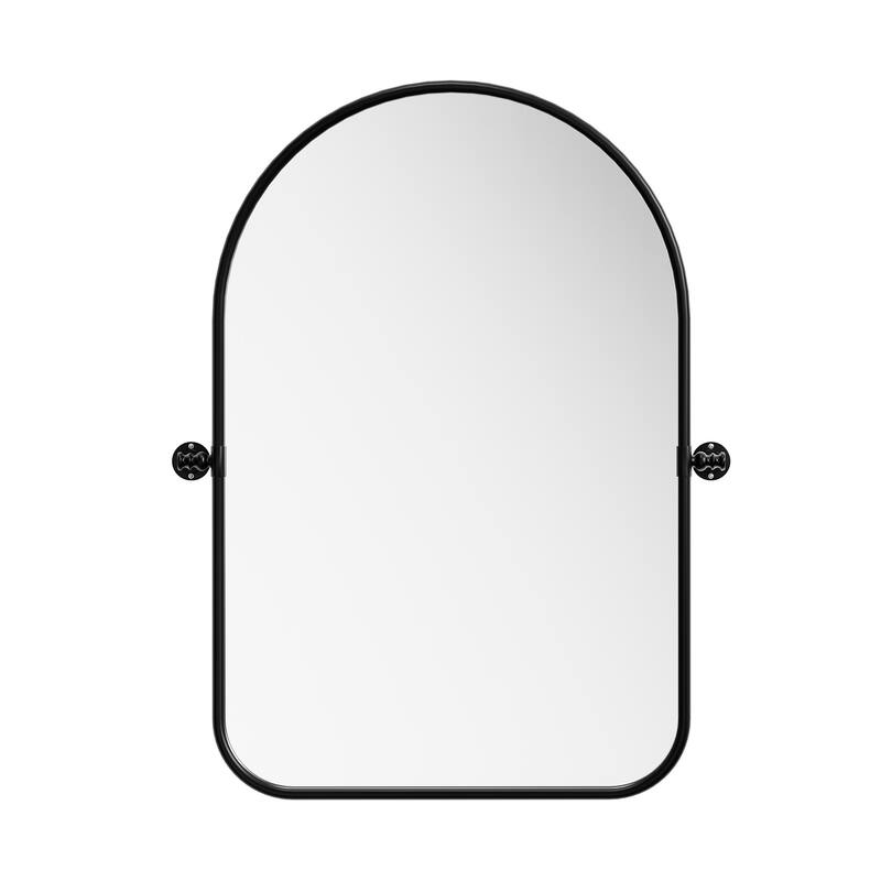 HomeRoots 36" Black Metal Arch Framed Accent Mirror - 24.00 in. x 36.00 in. x 1.56 in.