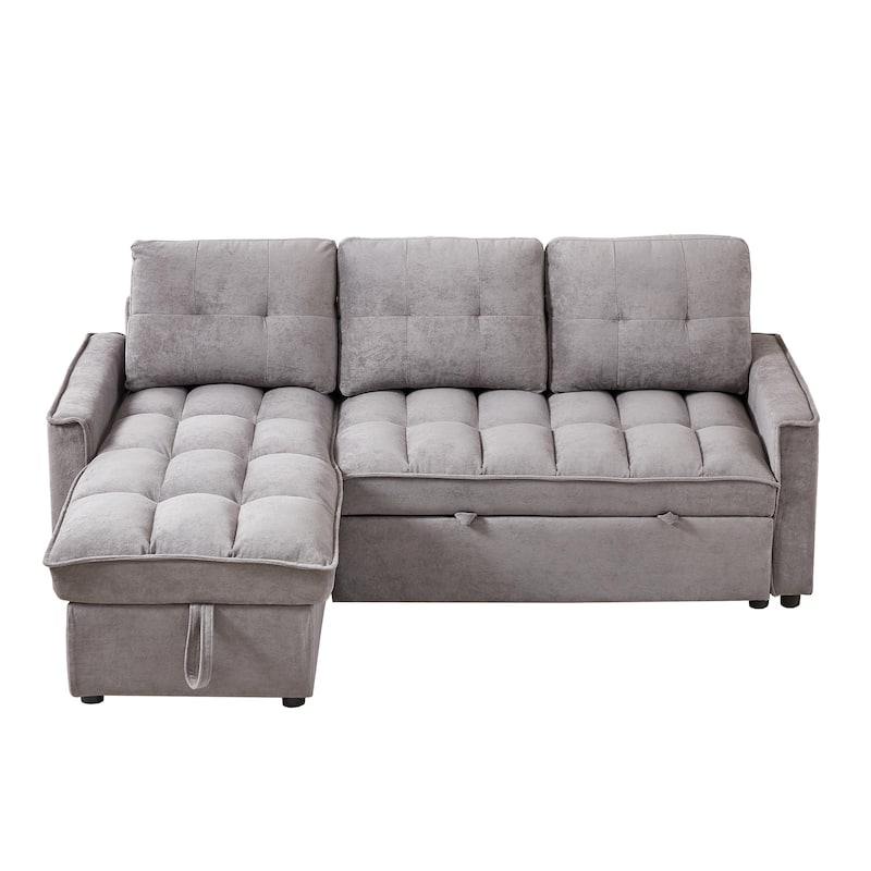 78.75" Chenille L-Shaped Reclining Sofa Bed with USB-C
