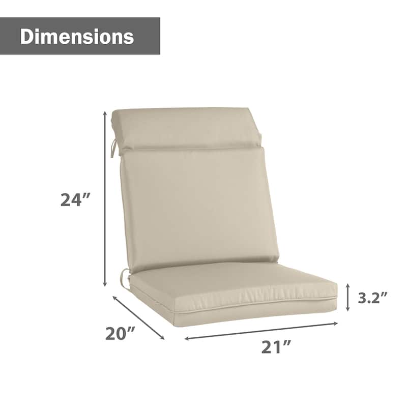 Aoodor 4Pcs Outdoor High Back Dining Chair Cushion Set 44''x21''x3.2''