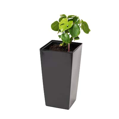 XBrand 22.4" H Plastic Self Watering Indoor Outdoor Square Planter Pot, Tall Decorative Gardening Pot, Home Décor Accent