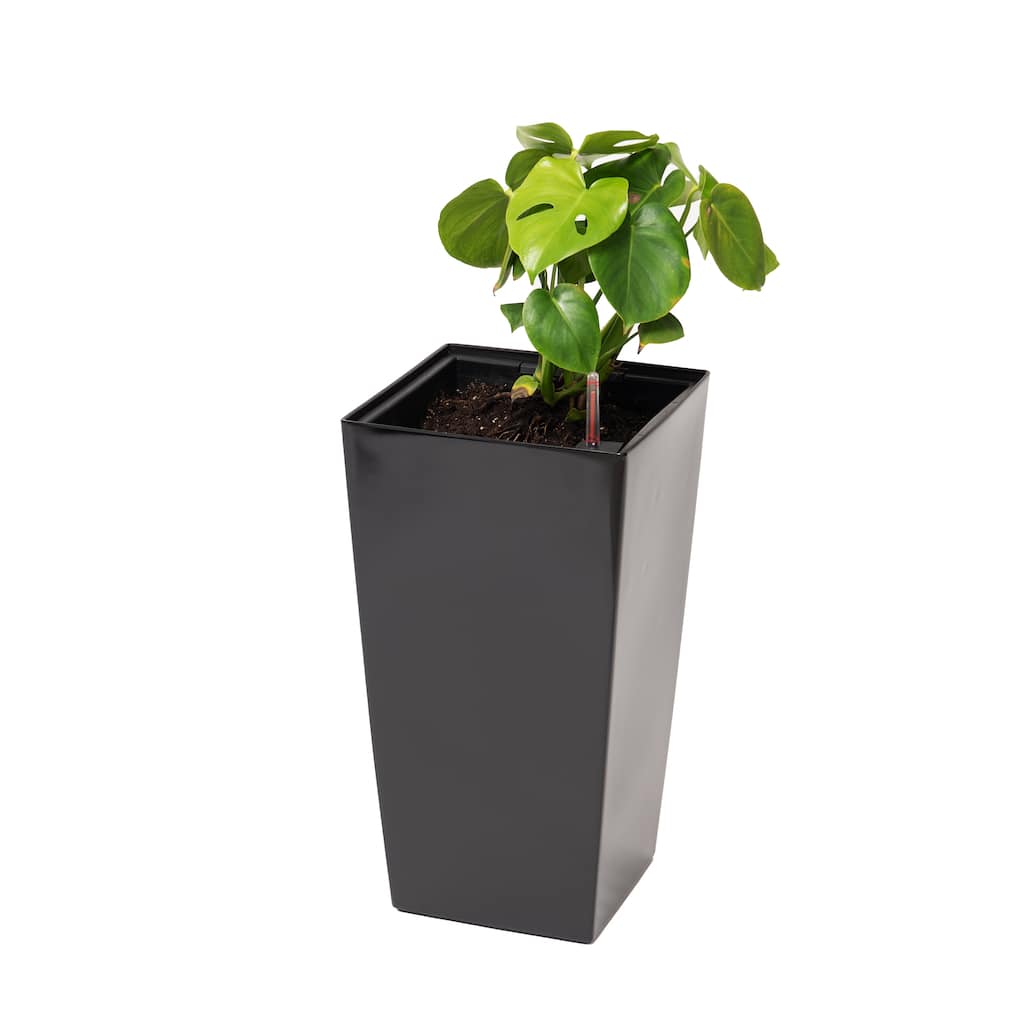 XBrand 22.4" H Plastic Self Watering Indoor Outdoor Square Planter Pot, Tall Decorative Gardening Pot, Home Décor Accent