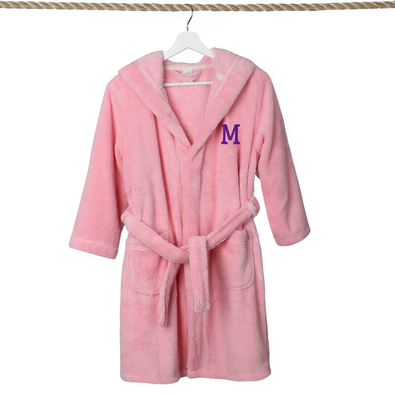Sweet Kids 100% Polyester SUPER PLUSH Double Brushed Hooded Bathrobe with Purple Bookman Monogram