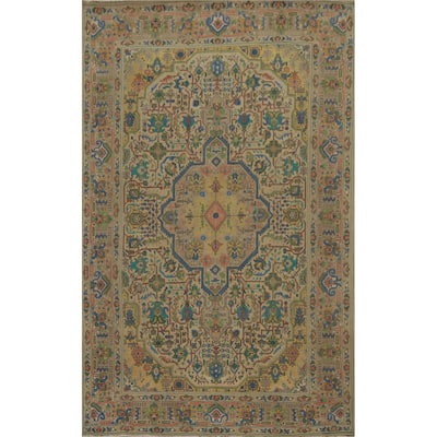 Hand Knotted Oriental 100% Wool Carpet Traditional Medallion Brown Tabriz Area Rug - 9' 6'' X 6' 7''