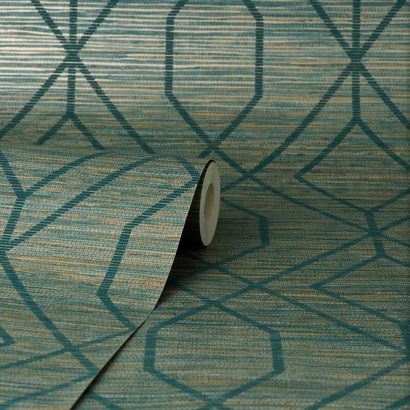 Fine Decor Fusion Teal Trellis Wallpaper
