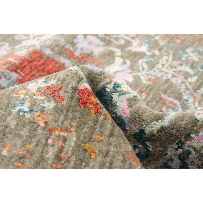 ECARPETGALLERY Hand-knotted Heritage Grey Silk, Wool Rug - 2' 7" x 8' 1"