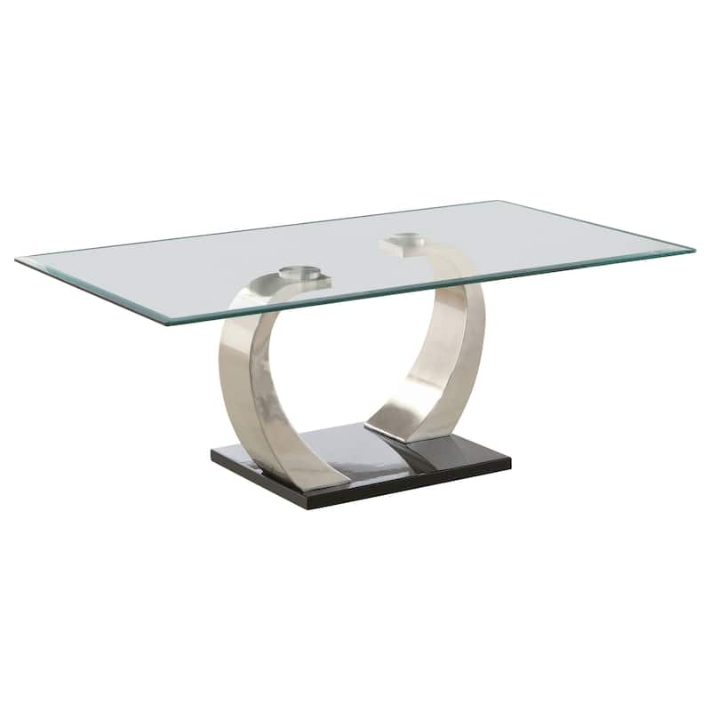 Pruitt Rectangular Glass Top Metal Coffee Table Satin Silver - Glass - Satin Silver