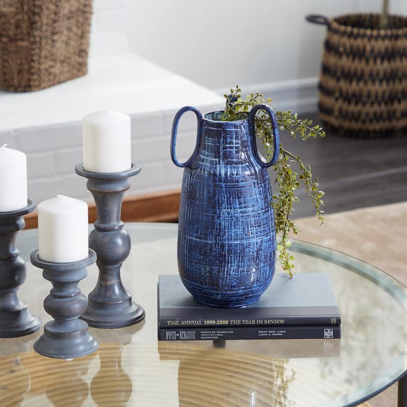 Blue Ceramic Vase with Handles - Bed Bath & Beyond - 33568157