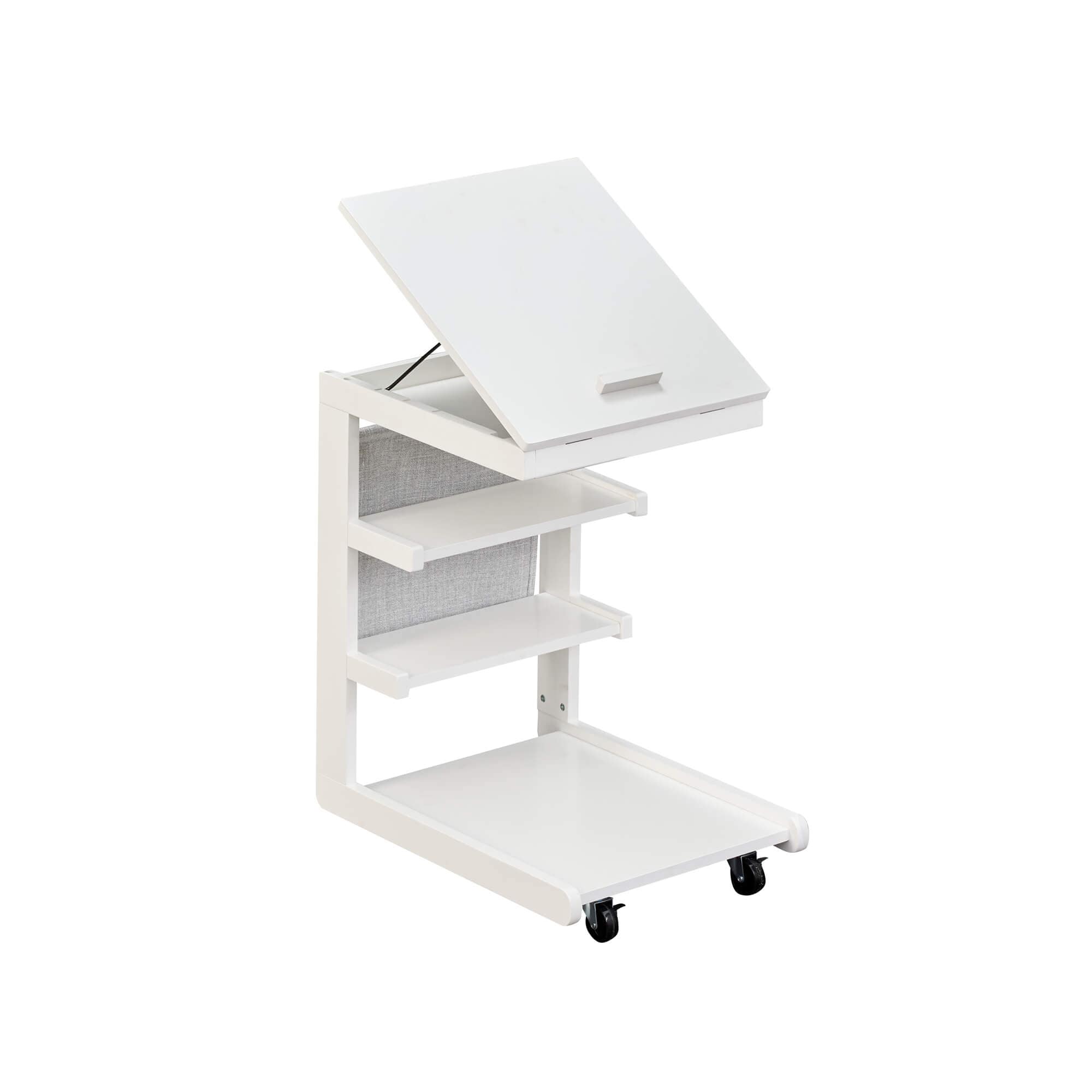 Costway 1/2 PCS C-shaped End Table with Wheels, Adjustable Desktop, - See Details