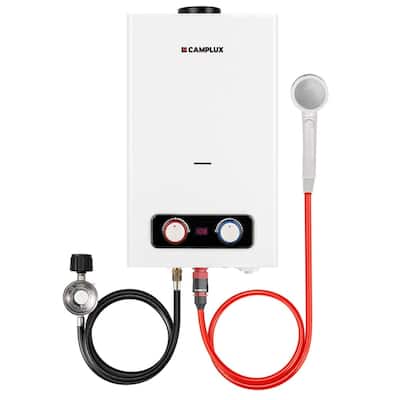 CAMPLUX 2.64 GPM 68,000 BTU Outdoor Portable Propane Tankless Water Heater, White