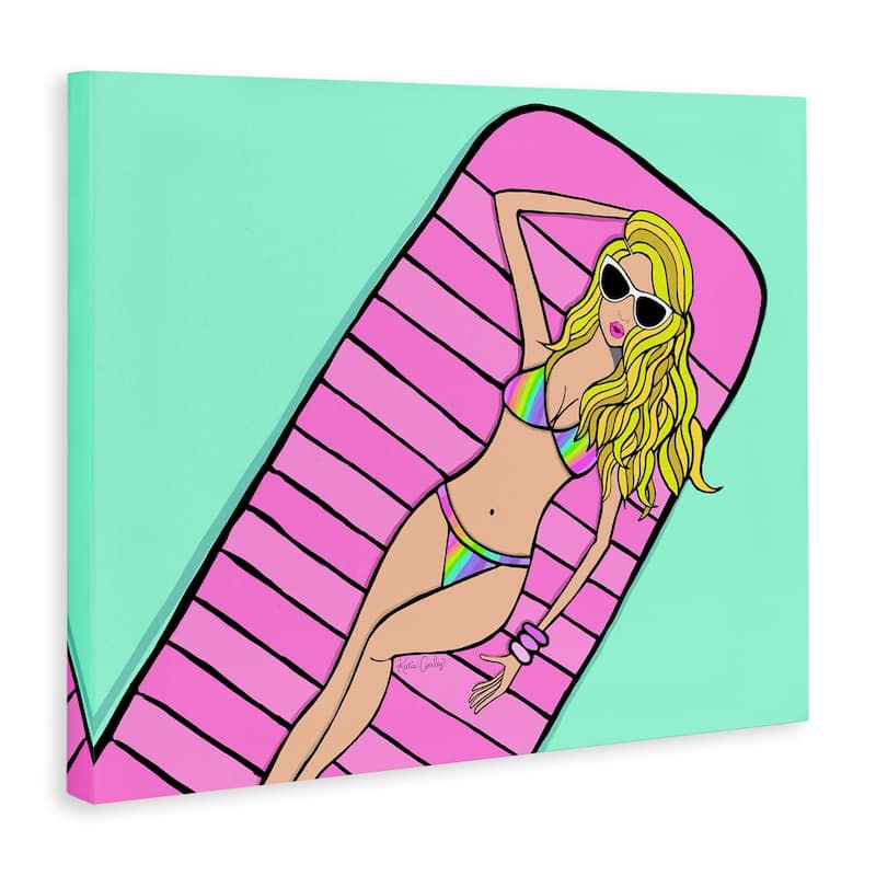 Stupell Trendy Girl on Pool Float Canvas Wall Art Design By Katie Conley