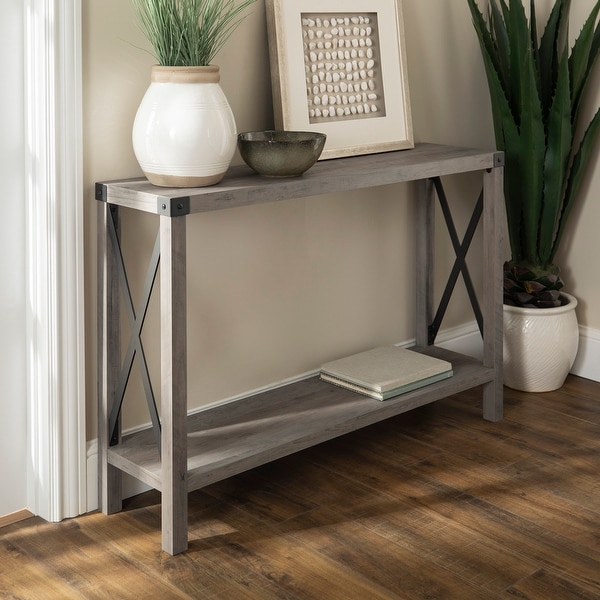 The Gray Barn 46-inch Kujawa X-Frame Entry Table. Opens flyout.