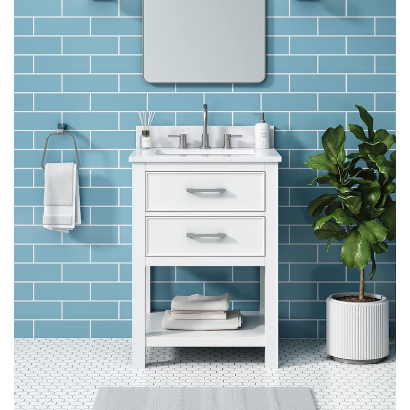 Avanity Brooks 25 in. Vanity in White finish and Cala White Engineered Top