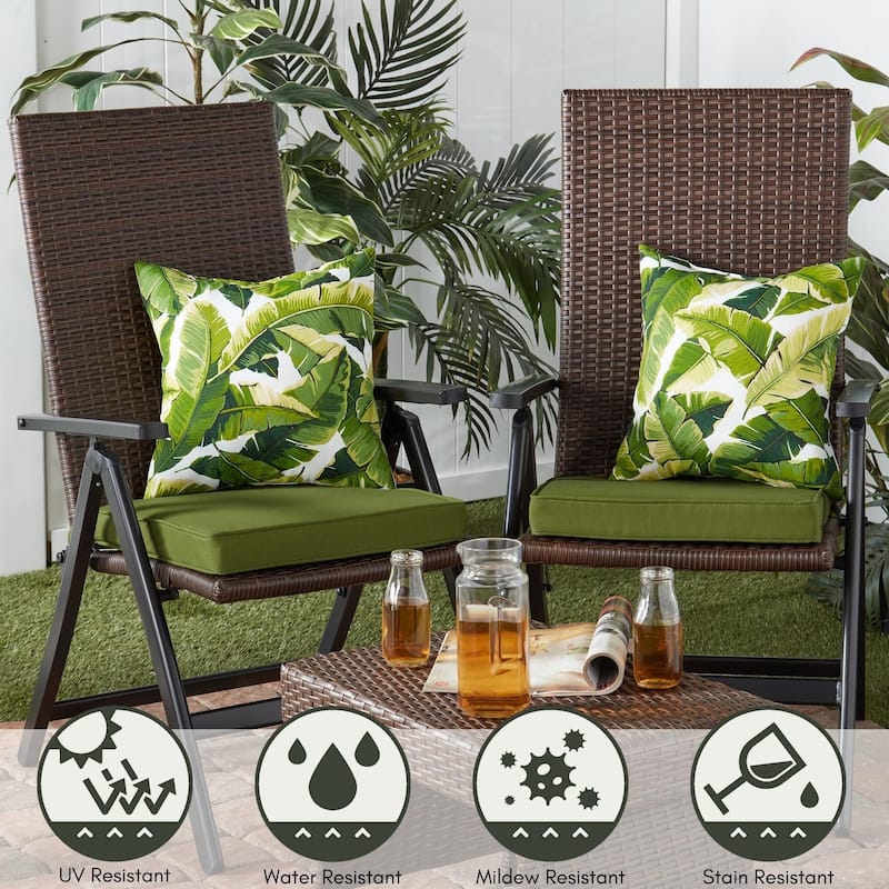2-piece Palm Leaves 17-inch Square Outdoor Accent Pillow Set by Greendale Home Fashions