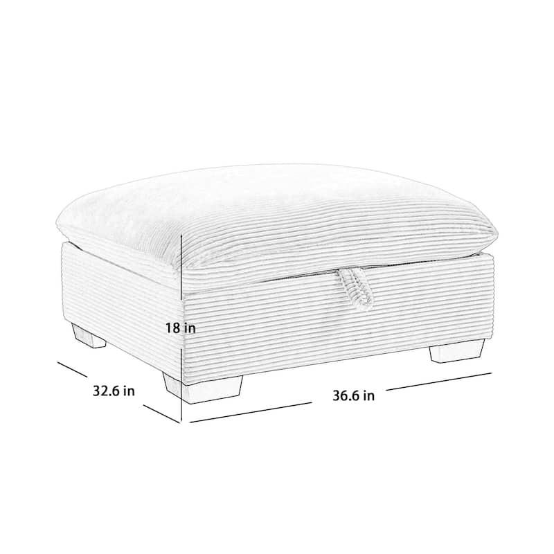 36.6"L Corduroy Fabric Storage Ottomans Footrest