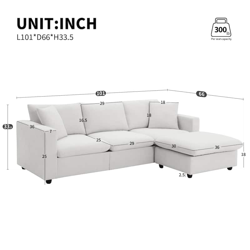 Modern Indoor Convertible Sectional Sofa L-Shaped Cloud Couch Set