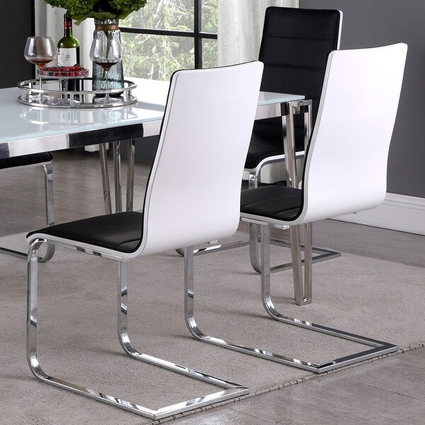 Modern Design Black Upholstery with White Wooden Back Dining