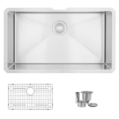 Undermount 30" Stainless Steel Single Bowl Kitchen Sink Handmade - 30" x 18" x 10"