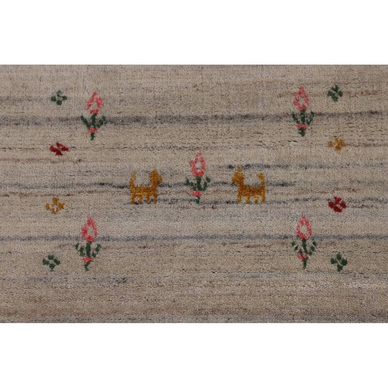 Tribal Gabbeh Indian Area Rug Hand-Knotted Wool Carpet - 8'6" x 11'7"