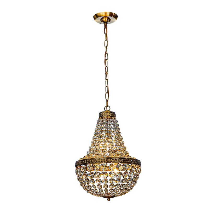 4-Light Vintage And Glam Basket Crystal Chandelier in Antique Gold