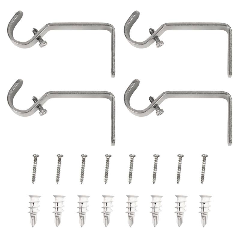 Lumi Home Furnishings Non-Adjustable Single Curtain Rod Brackets 3/4 in. (4-Piece)