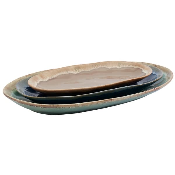 Tabletops Gallery Assorted Tuscon Serving Platters Set of 3 Bed