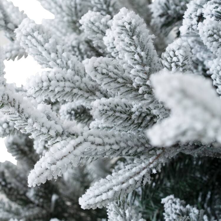 Frosted Fir Snow Flocked Christmas Tree Prelit, Realistic Snowy Frosted Christmas Tree with Lights