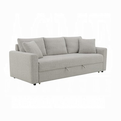 Conan Sleeper Sofa, Full Fold Out Bed, 2 Pillows, Gray Boucle, 89 Inch