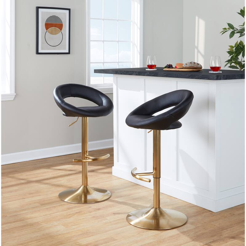 Silver Orchid Poppy Adjustable Bar Stool with Rounded T Footrest (Set of 2)