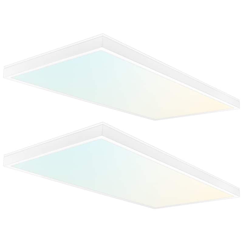 LUXRITE 1x2 Slim Surface Mount Panel Light 5CCT Dimmable 2000/2650/3300 Lumens 18/24/30W Edge Lit 2 Pack - 5CCT (2700K/3000K/3500K/4000K/5000K)