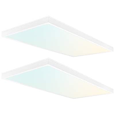 LUXRITE 1x2 Slim Surface Mount Panel Light 5CCT Dimmable 2000/2650/3300 Lumens 18/24/30W Edge Lit 2 Pack