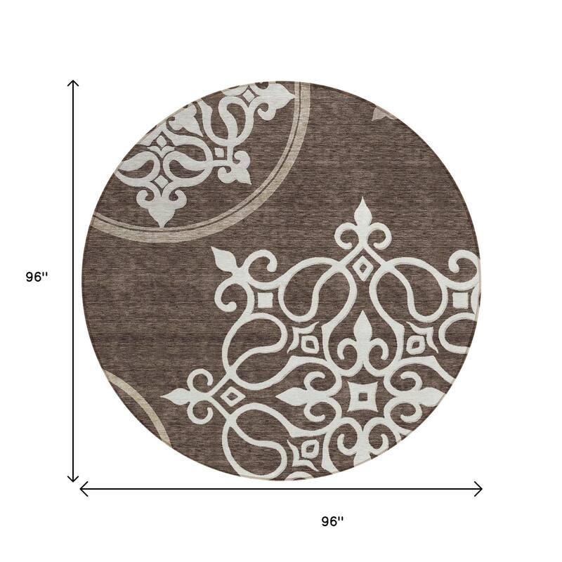HomeRoots Floral Medallion Transitional Rectangle Outdoor Rug
